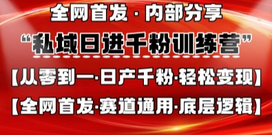 私域日进千粉训练营，全网首发，从0开始带你做好私域，适用于任何赛道，让日产千粉不再是梦-大鱼资源网