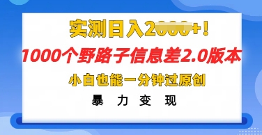 2025抖音1000个野路子信息差最新玩法，一分钟过原创，暴力变现月入几k-大鱼资源网