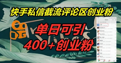 快手私信截流创业粉，一天引流400+-大鱼资源网
