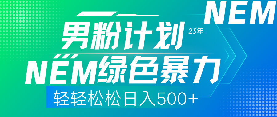 （14174期）25年新男粉计划绿色暴力项目轻轻松松日收500+-大鱼资源网