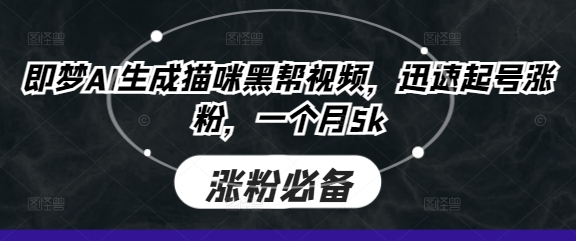 即梦AI生成猫咪黑帮视频，迅速起号涨粉，一个月5k-大鱼资源网