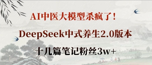 AI中医大模型杀疯了！DeepSeek中式养生2.0版本，十几篇笔记粉丝3w+-大鱼资源网