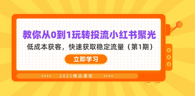 （14260期）教你从0到1玩转投流小红书聚光，低成本获客，快速获取稳定流量（第1期）-大鱼资源网