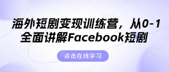 海外短剧变现训练营，从0-1全面讲解Facebook短剧-大鱼资源网