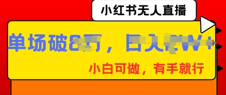 小红书无人直播，纯小白可做，有手就行，单场直播销售额破8w-大鱼资源网