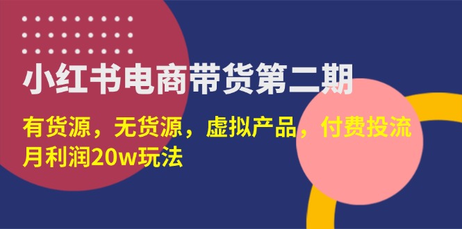 （14186期）小红书电商带货第二期，有货源，无货源，虚拟产品，付费投流，月利润20w-大鱼资源网