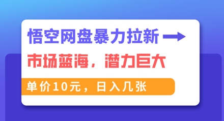 悟空网盘暴力拉新：一单10元，市场空白，日入几张-大鱼资源网