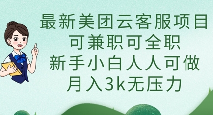 最新美团云客服项目，可兼职可全职，新手小白人人可做，月入3k无压力-大鱼资源网