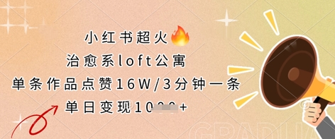 小红书超火的治愈系loft公寓，单条作品点赞16W，3分钟一条，单日变现数张-大鱼资源网